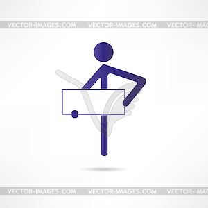 Man holding plate. Icon - vector clipart