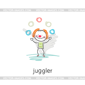 Clown juggler.  - color vector clipart