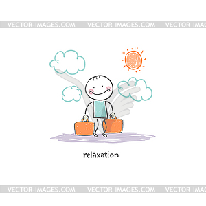 Man on vacation.  - vector image