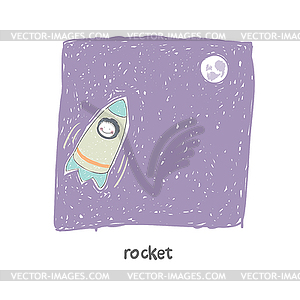 Man flying on rocket.  - vector EPS clipart