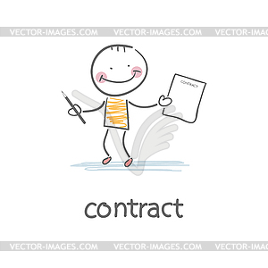 Person signs contract.  - royalty-free vector image