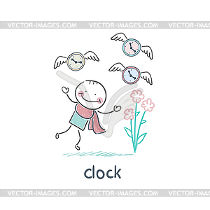 Man and clock - vector clip art