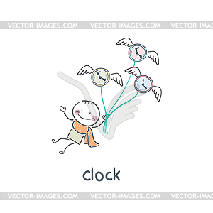 Man and clock - vector clipart