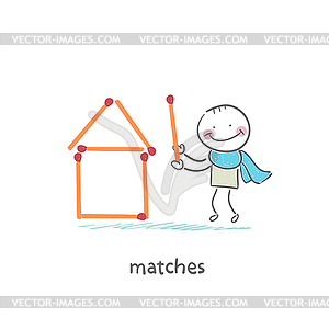 Man and matches - vector clipart