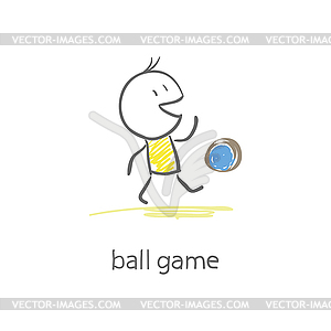 Man plays with ball - vector image