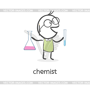 Cartoon man chemist - royalty-free vector clipart