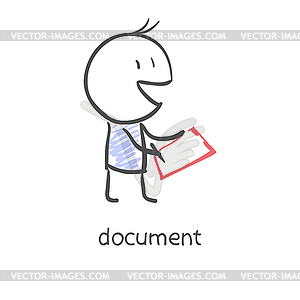 Businessman signing documents - vector clipart / vector image