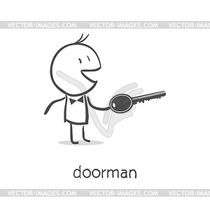 Doorman - white & black vector clipart