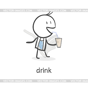 Person drinks - vector image