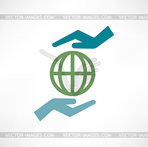 Hands with earth - vector clipart / vector image