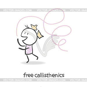 Gymnastics with ribbon - vector image