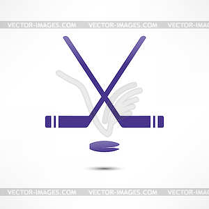 Хоккейная клюшка и шайба Иконка - клипарт в векторе
