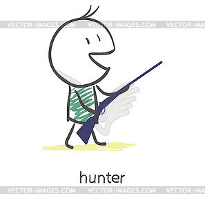 Cartoon hunter - vector image