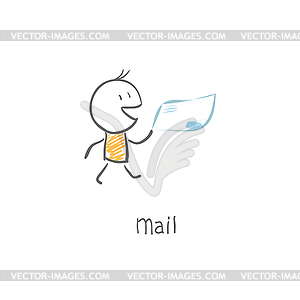 Postman delivering mail - vector image