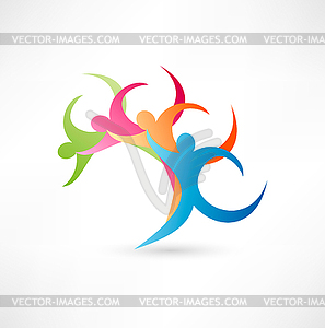 Abstract wave people - color vector clipart