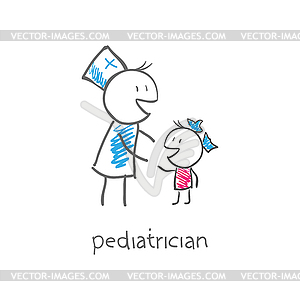 Pediatrician with child - vector clip art