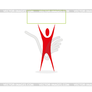 Man Holding Sign Over His Head - vector clip art