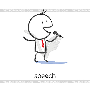 Businessman Talking On Microphone - vector clipart