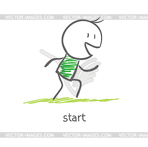 Athlete is at start - vector image