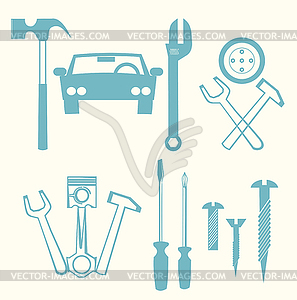 Car repair icons - vector image