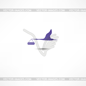 Stork with child - vector clipart