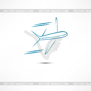 Flying airplane - color vector clipart