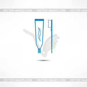 Toothpaste And Toothbrush Icon - vector image