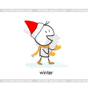 Man In Winter Gloves - vector clipart