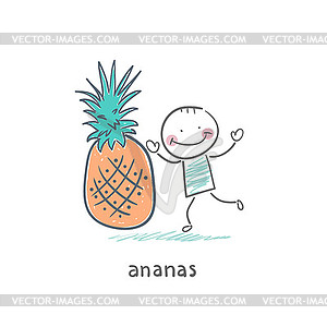 Man and Pineapple - vector clipart