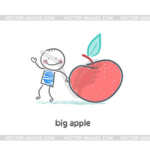 Man and apple - vector image