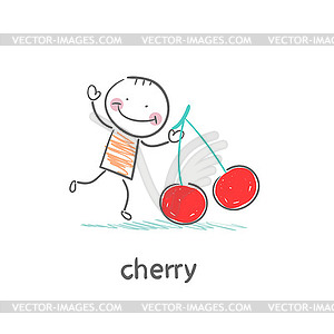 Man and cherry - vector clipart