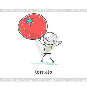 Man and tomato - vector EPS clipart