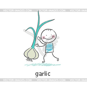 Garlic and people - vector clip art