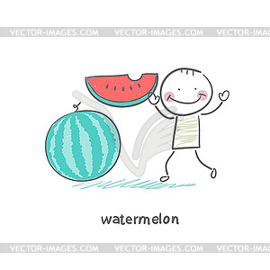 Watermelon and people - vector clipart