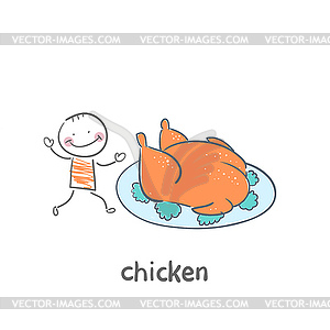 Baked chicken - vector clipart