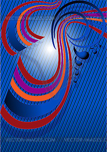 Curved strips covered the ball on a blue background - vector clip art