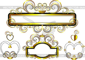 Frames decorated with gold stars and curves - vector EPS clipart