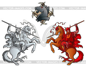 Chess set: Knights - vector clipart