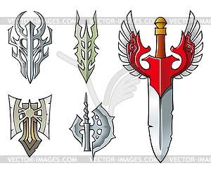 Horrendous set: Swords and Artifacts - vector image