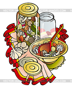 Cooking the mushrooms - vector image