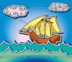 Ship at sea - vector image