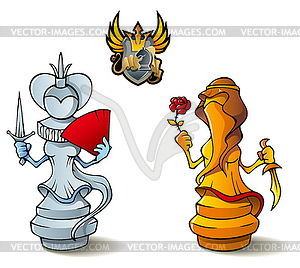 Chess set: Queens - vector clipart