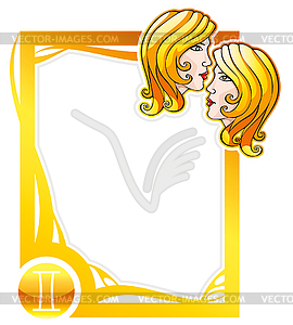 Zodiac frame series: Gemini - vector image