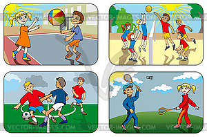 Children playing games - vector clipart