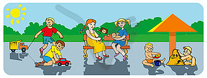 Children in a playground - vector clip art