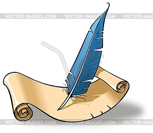 Ink-pen with scroll - vector clip art