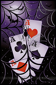 Покер баннер Хэллоуин. векторные иллюстрации - векторный эскиз