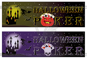 Two halloween poker banners  - vector clipart