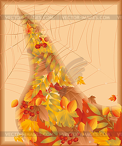 Autumn card with spiderweb  - vector image