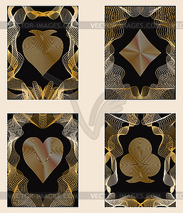 Four golden poker cards - vector clipart